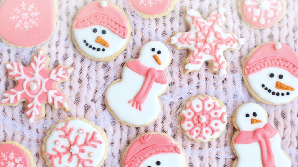 An assortment of holiday sugar cookies.